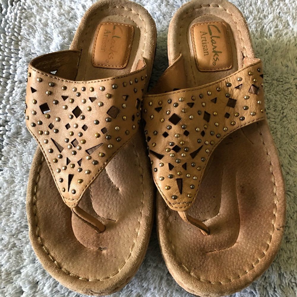 Clarks  slip on sandals Size 7